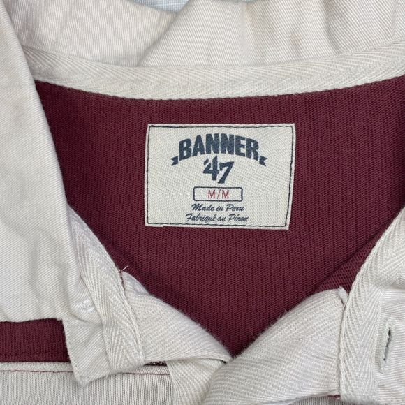 VINTAGE NHL HOCKEY Rugby POLO SHIRT! Long Sleeve Embroidered Maroon Striped Sz M - Picture 13 of 16